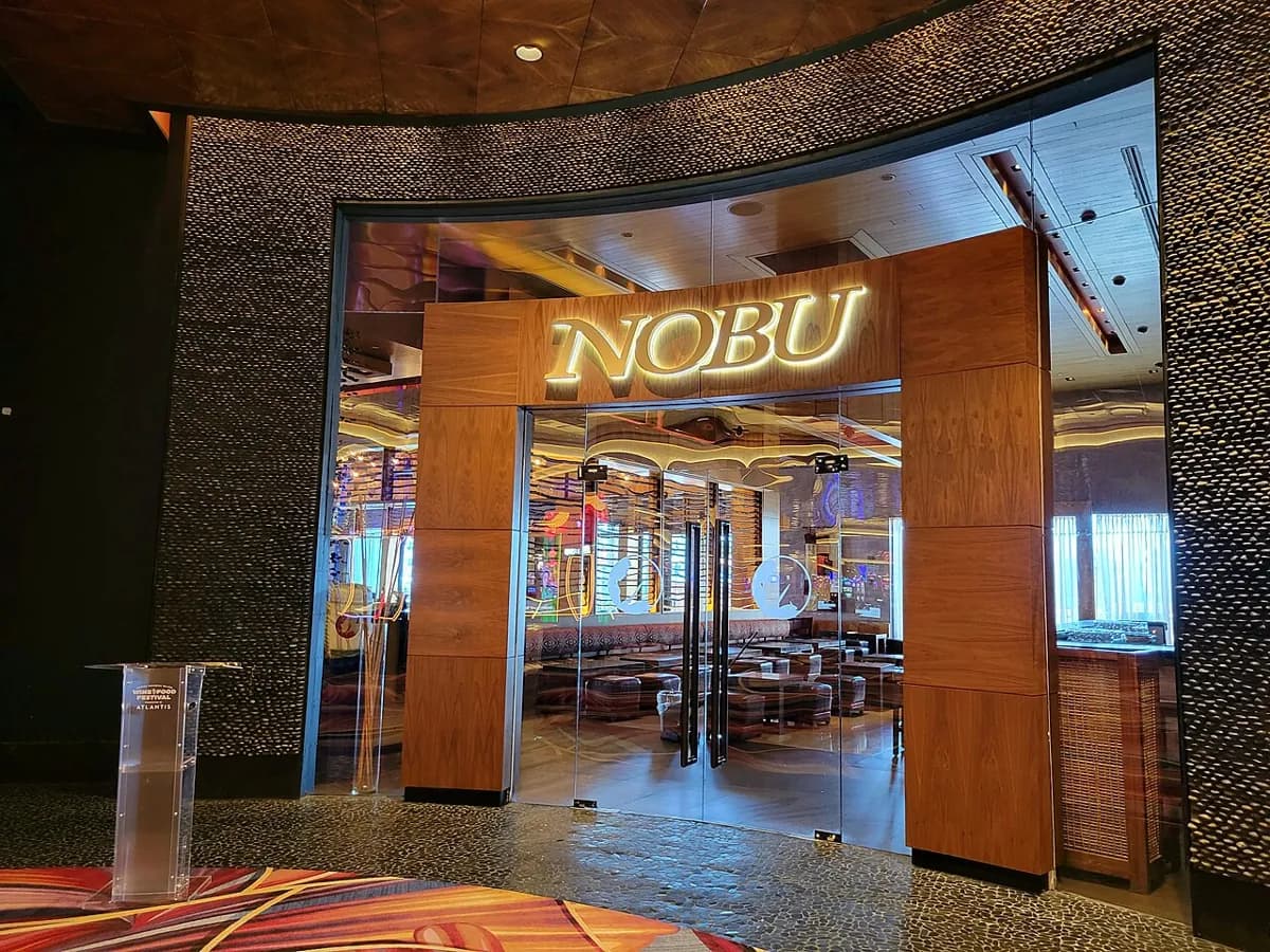 Nobu restaurant entrance inside Atlantis on Paradise Island